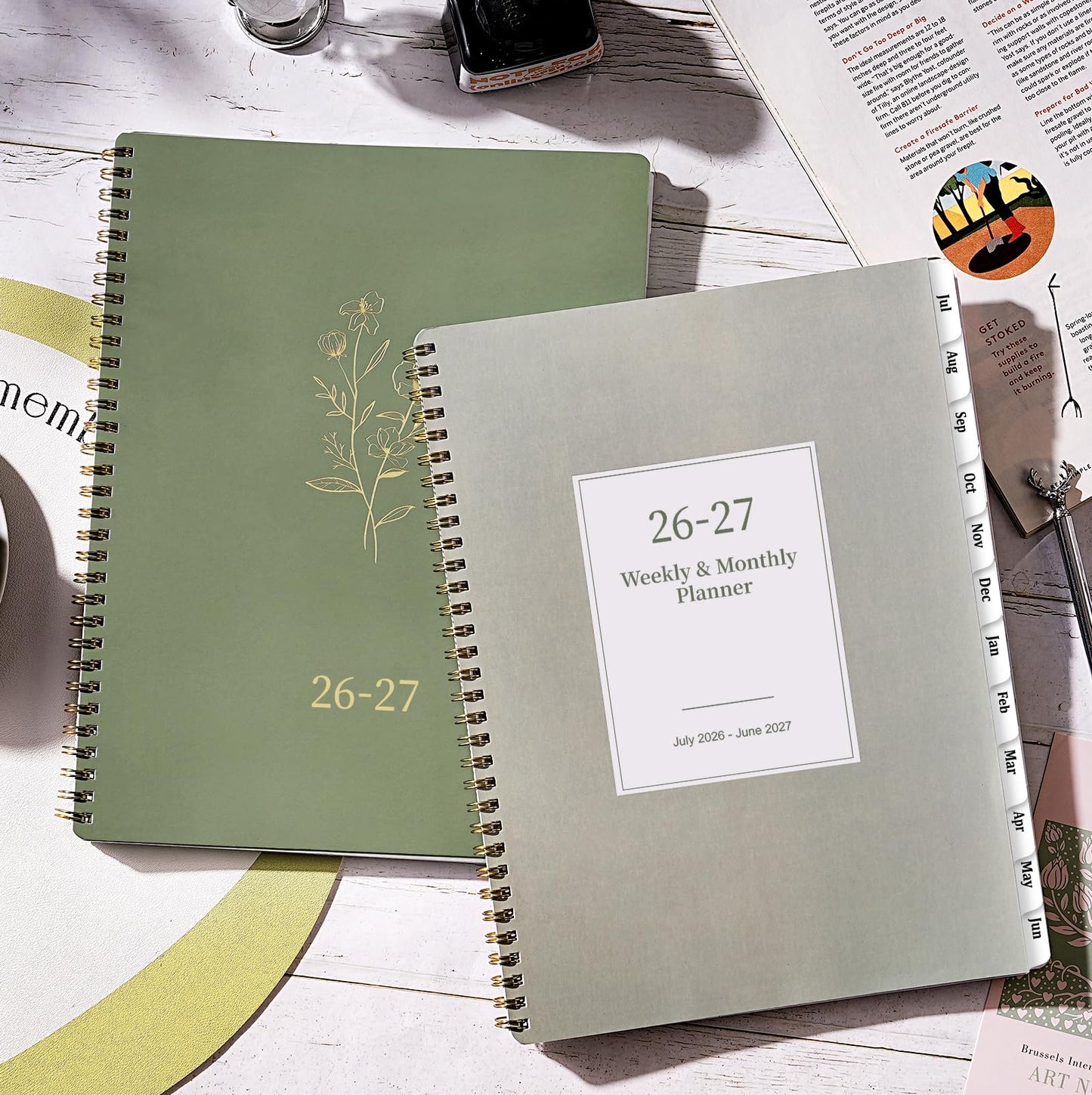 Planner 2026-2027 - 2026-2027 Planner Weekly and Monthly with Tabs, 9’’ × 11’’, July 2026 - June 2027, Hardcover, 12 Monthly Tabs, Premium Paper, Twin-wire Binding, Inner Pocket