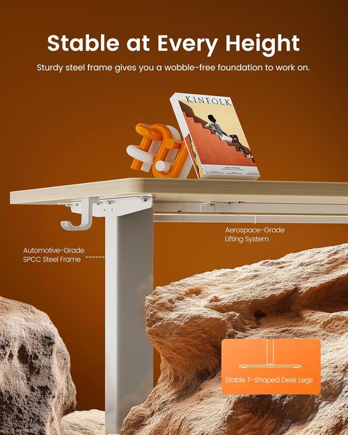 ErGear Electric Standing Desk - Height Adjustable Sit Stand Desk, 44 x 24 Inches, Natural Finish