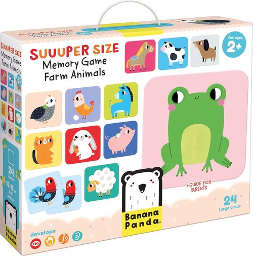 Banana Panda Suuuper Size Memory Game - Farm Animals - 24 Extra-Large Cards for Toddlers 2-4 Years