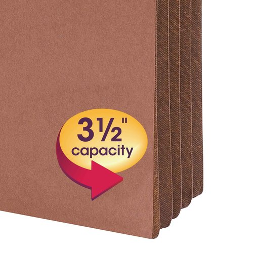 Smead File Pocket, Straight-Cut Tab, 3-1/2" Expansion, Letter Size, Redrope, 10 per Box (73264)