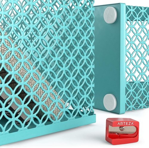 ARTEZA 6-Piece Teal Desk Accessories Set, Essential Desktop Organizer for Home Office, Includes Paper Organizer, Pencil Holder, Letter Sorter & More, Teal Office Supplies