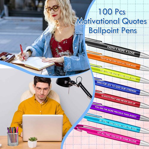 Lincia 100 Pcs Bible Verse Ballpoint Pens Bulk Retractable Medium Point Pens with Black Ink Inspiration Thank You Gifts for Christmas, Back to School, Teacher