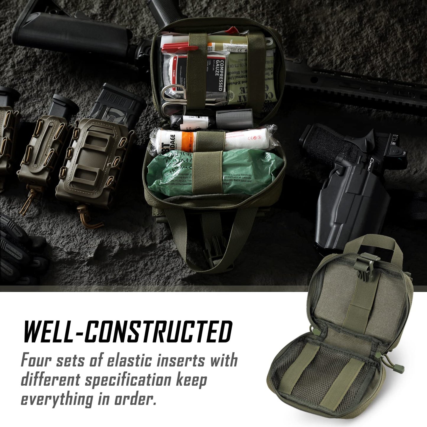 LIVANS Tactical IFAK Pouch, Rip Away Molle First Aid Bag Tear-Away Medical Pouch Emergency EMT Bag for Travel Outdoor Hiking(Pouch Only, First Aid Kits NOT Included)