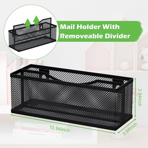 Regine Switzerland Mail Organizer - Stylish 2-Slot Countertop & Wall-Mounted Design | Black