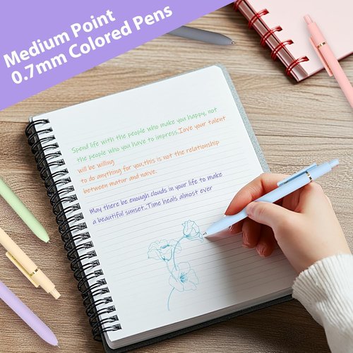 FIOVER Colorful Gel Pens - 6-Pack 0.7mm Smooth Writing Pens for Journaling & Note Taking | Aesthetic Morandi Colors