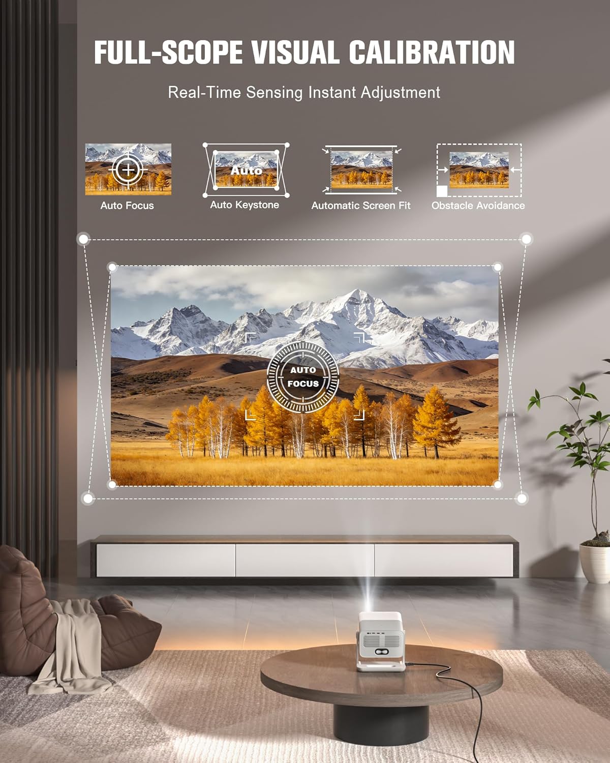 VOPLLS Smart Mini Projector - Thinnest 1080P Portable Projector with WiFi, Bluetooth & Auto Focus | 4K Support
