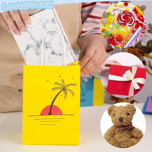 LovesTown Gift Bags - 18 Pack with Tissue Paper | 5.5 x 2.75 x 7.8 Inches | Colorful Party Favor Bags for Birthdays & Weddings