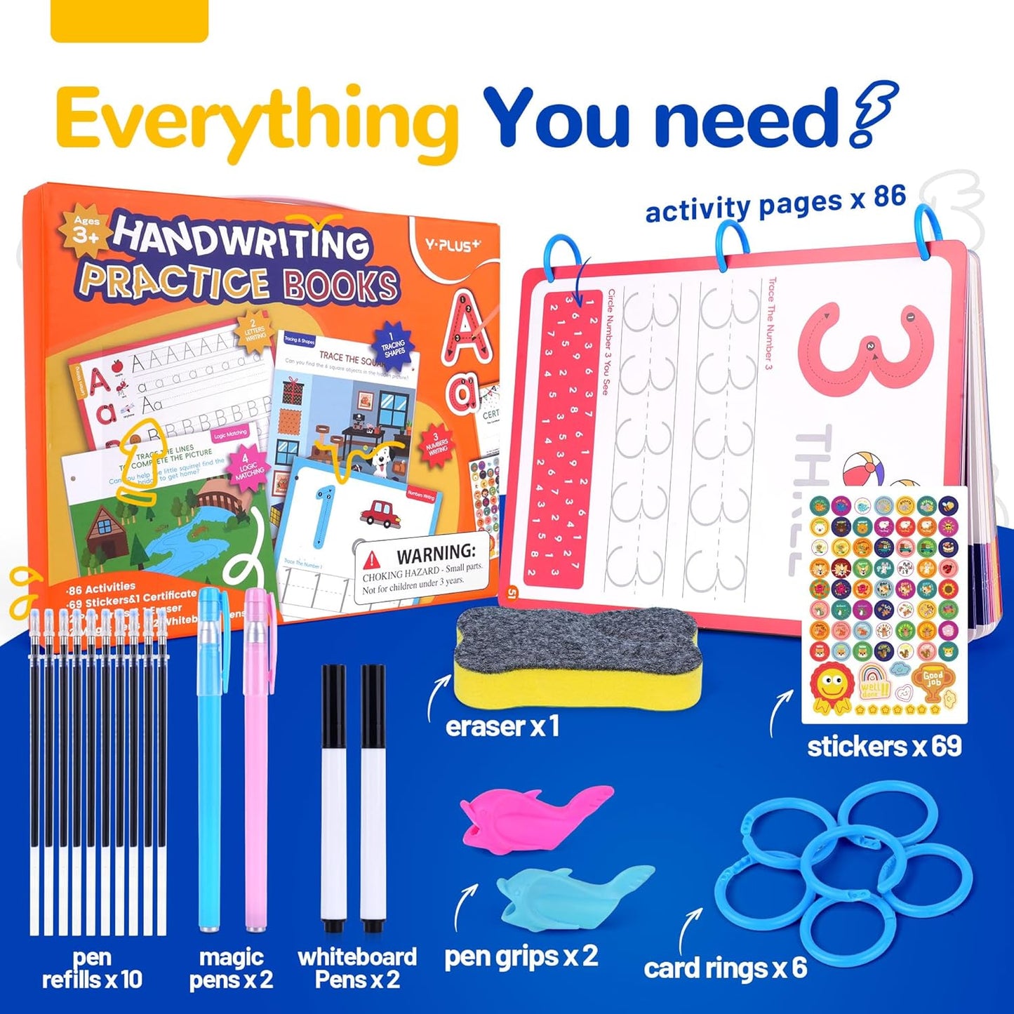 YPLUS Reusable Handwriting Practice Books for Kids 5-8 | Magic Writing Set - Ideal Montessori Learning Toy