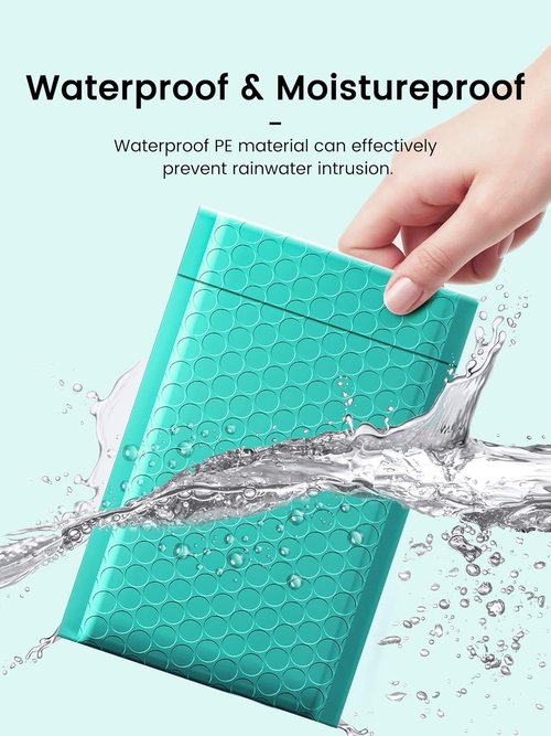 GSSSUSA Bubble Mailers - 4x8 Inch Padded Envelopes | Self-Seal Shipping Bags for Jewelry & Small Business - Teal, 50 Pack