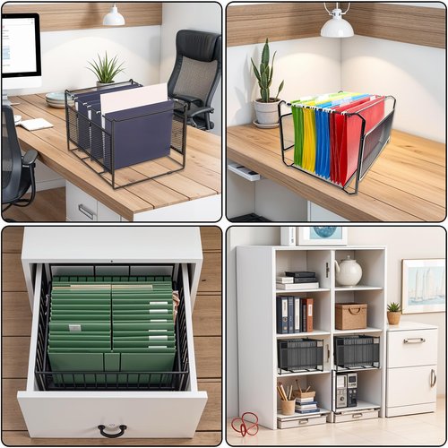 wutfuooo 2 Pack Hanging File Folder Frame for Legal and Letter Size,Hanging File Organizer Holder Rack Hanging Folder Rails for Filing Cabinet Desk Drawer,15" L x 11" W x 10" H
