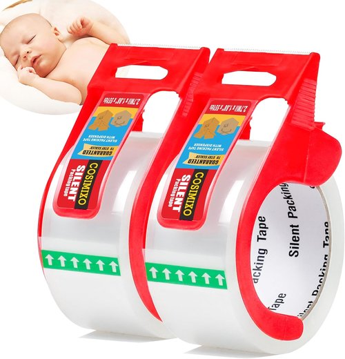 COSIMIXO No Noise Clear Packing Tape - Heavy Duty 2.7mil, 1.88" x 55 Yds | Ideal for Shipping & Moving