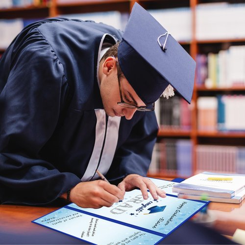 Vlipoeasn 2025 Graduation Guest Book Alternative, Blue Silver Class of 2025 Graduation Party Decorations, Graduation Signature Book for 2025 College High School, Unique Graduation Gifts for Friends