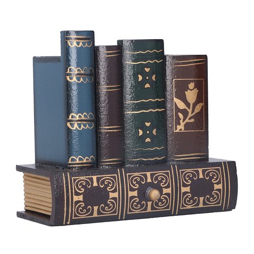 Tomotato Antique Books Design Retro Pen Holder, Wood Decorative Desk Organizer Caddy Wooden Pencil Organizer for Office Countertop Desk Table (6 x 5 x 3in)