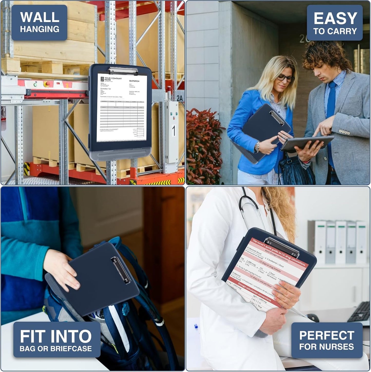 Sooez Clipboard - 8.5 x 11 Storage with Pen Holder | Durable Plastic Organizer for School & Office