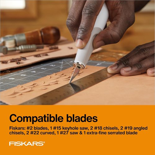 Fiskars Heavy-Duty Detail Knife - Easy Change #2 Blade for Thick Materials | Perfect for Arts and Crafts