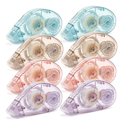 Double Sided Tape Roller - 8 Pack Adhesive Craft Supplies | Perfect for Scrapbooking & Journaling (0.31 in X 26.25 ft)