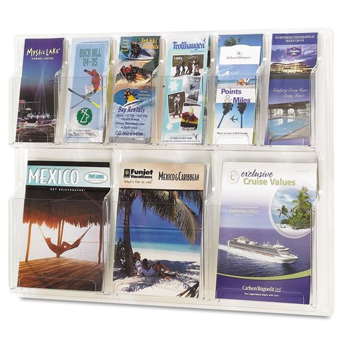 Safco 5605CL Reveal Literature Display, 3 Magazine and 6 Pamphlet, Clear,22.2"x30"x2"