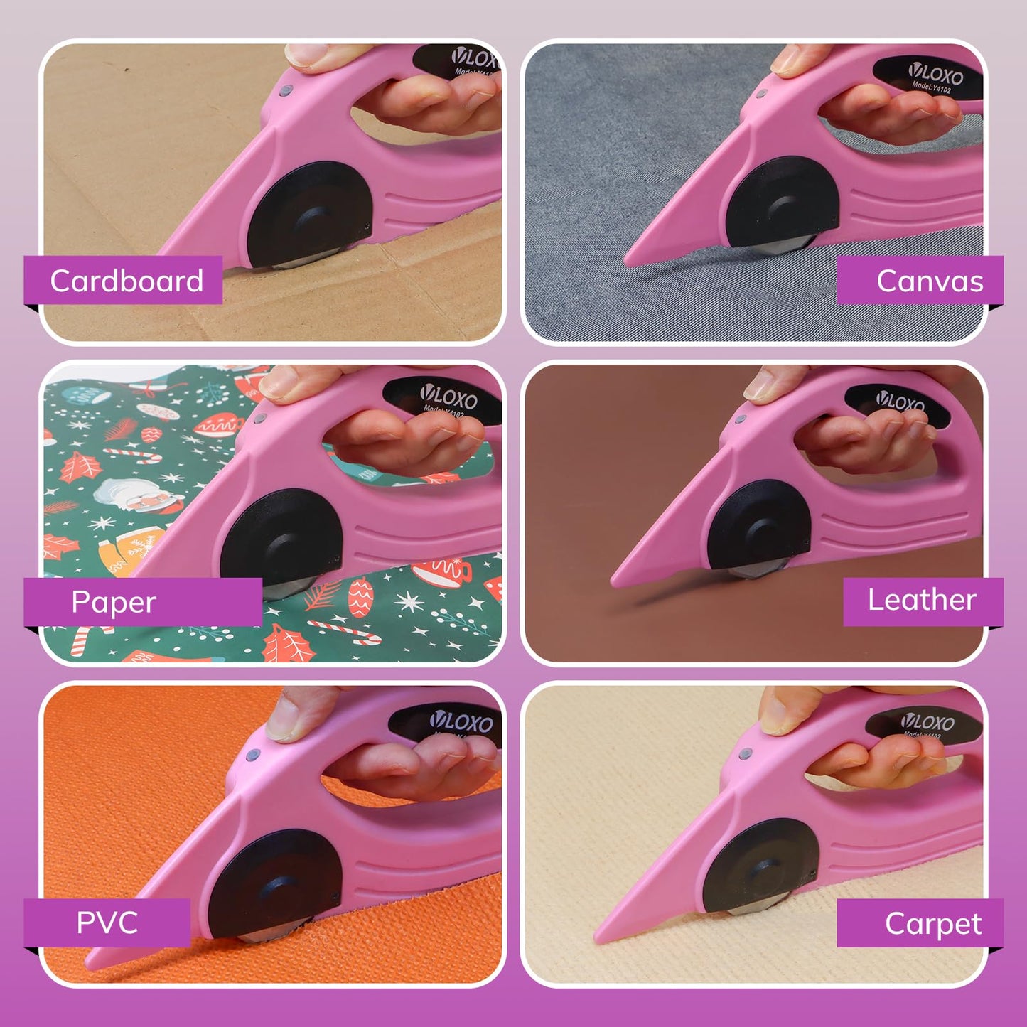 VLOXO Cordless Electric Scissors, 4V Electric Rotary Scissors for Fabric Cardboard Cutter with Safety Lock Rechargeable Rotary Cutter for Cardboard Packages Leather Canvas Paper Include Case
