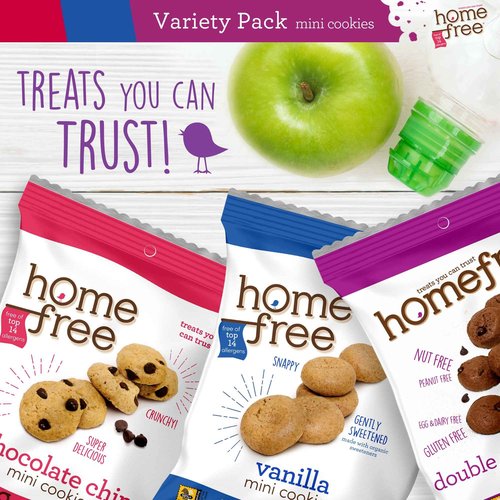 Homefree Treats You Can Trust Gluten Free Mini Cookies, Single Serve, Variety Pack (Pack of 30)