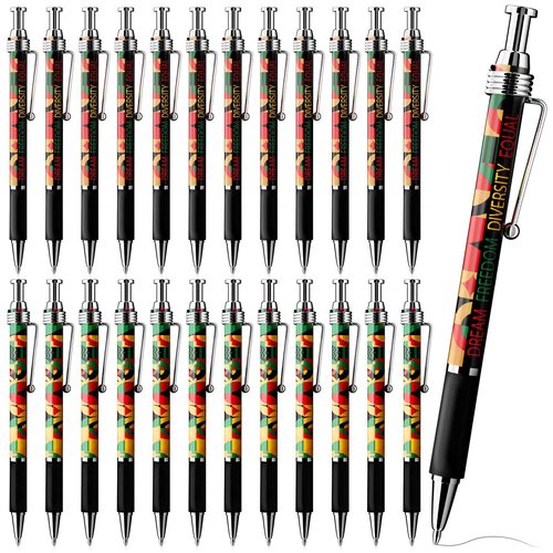 Sayglossy 100 Pcs Juneteenth Gift Bulk Happy Juneteenth Day Ballpoint Pens Freedom Day Independence Theme Ballpoint Pens for Party Supplies Favors Festival Decoration (Geometric Pattern)
