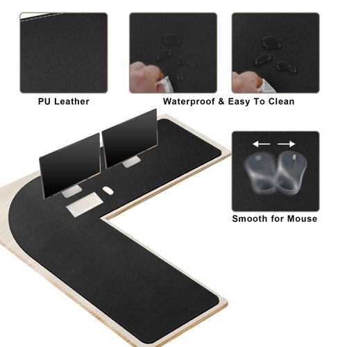 Mydours 61"x61"x20" Super Large Desk Mat, Full Mouse Pad for L-Shaped Standing Desk, Double-Sided Mat with PU Leather Surface, Extended Coverage for Large L Shaped Desk, Compatible with Home & Office