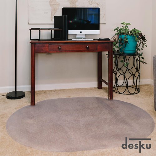 DESKU Super Oval Desk Chair Mat – Heavy-Duty PVC Mats for Carpet Floor Protection, Clear, 46" x 58" Inches, Made in The USA