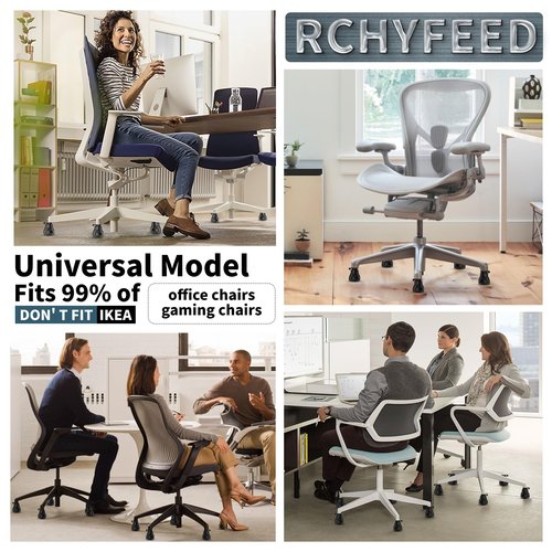RCHYFEED Bell Glides Replacement Office Chair Wheels- Chair Desk Swivel Caster Wheels to Fixed Stationary Castors for Hardwood Floors,Switch Between Wheel Glide and Stopper,On/Off Setting,Set of 5