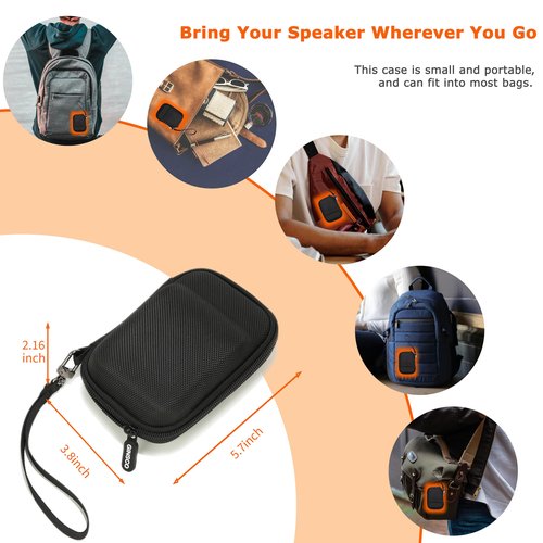 Ginsco 2025 New Case for JBL Go 3 and GO 4 - Ultra-Portable Waterproof and Dustproof Mini Bluetooth Speaker, Hump Design Travel Carrying Case Hard Shell Cases with Detachable Strap