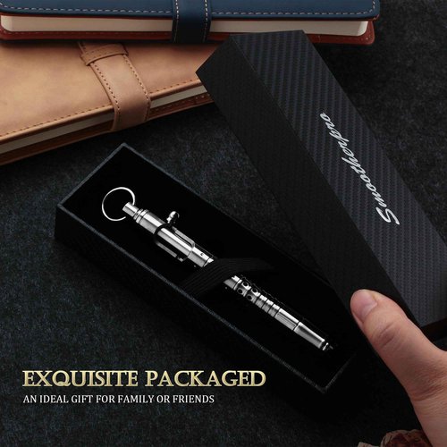 SMOOTHERPRO Tactical Bolt-Action Pen Titanium Compatible with Parker Refill Hollow Design Retractable Outdoor Business Office Writing Color Natural(HTP01)