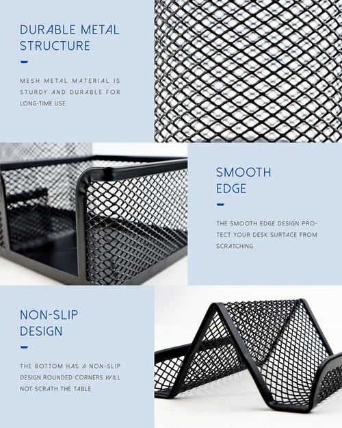 GAUENEEN Desk Organizer Set, 6 Piece Mesh Office Accessories, Pen Holder, Phone Stand, Clip Holder, Desktop Storage Set, Black