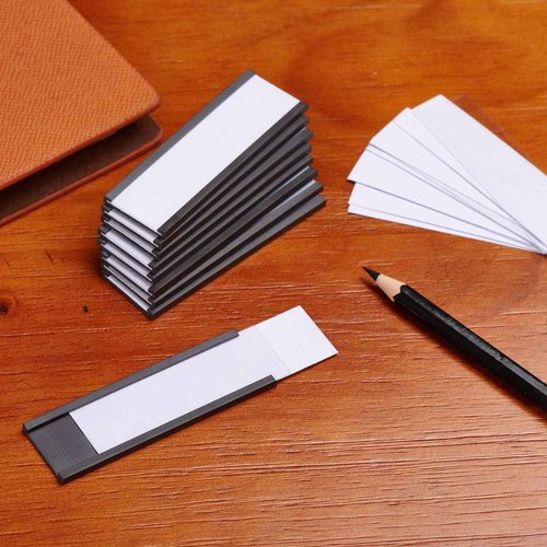200 Pieces Magnetic Label Holders with Magnets Magnetic Data Card Holders with Clear Plastic Protectors for Metal Shelf, Whiteboard (1 x 3 Inch)