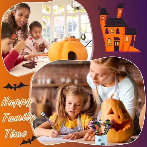 Hicarer 120 Pieces Halloween Pencils with Eraser Topper, Ghost Assortment Stationery for Kids, Students, Office, Classroom Supplies, Halloween Party Favors