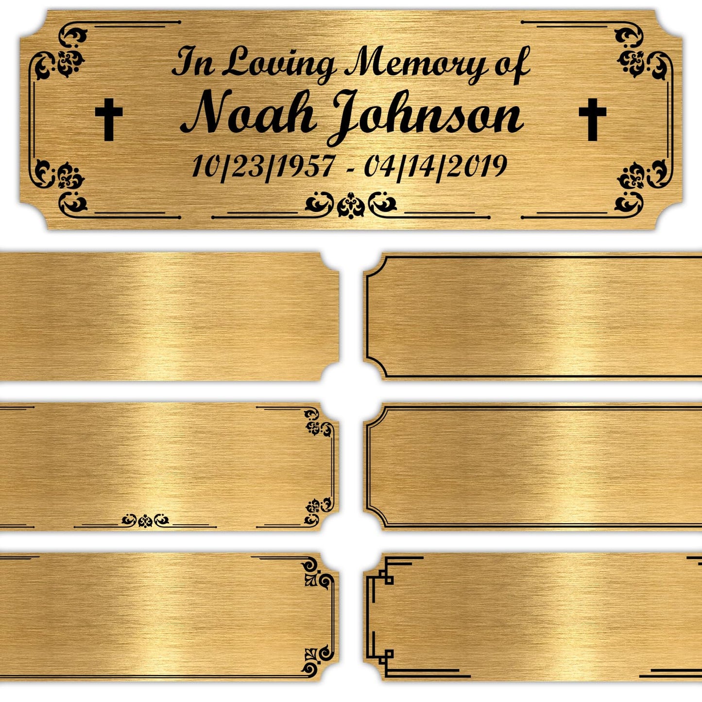 Personalized Engraved Name Plate 3" x 1" – Custom Metal Label for Trophy, Picture Frame, Plaque, Urn, Shadow Box – Gold – Self Adhesive Backing – Custom Text Laser Engraved