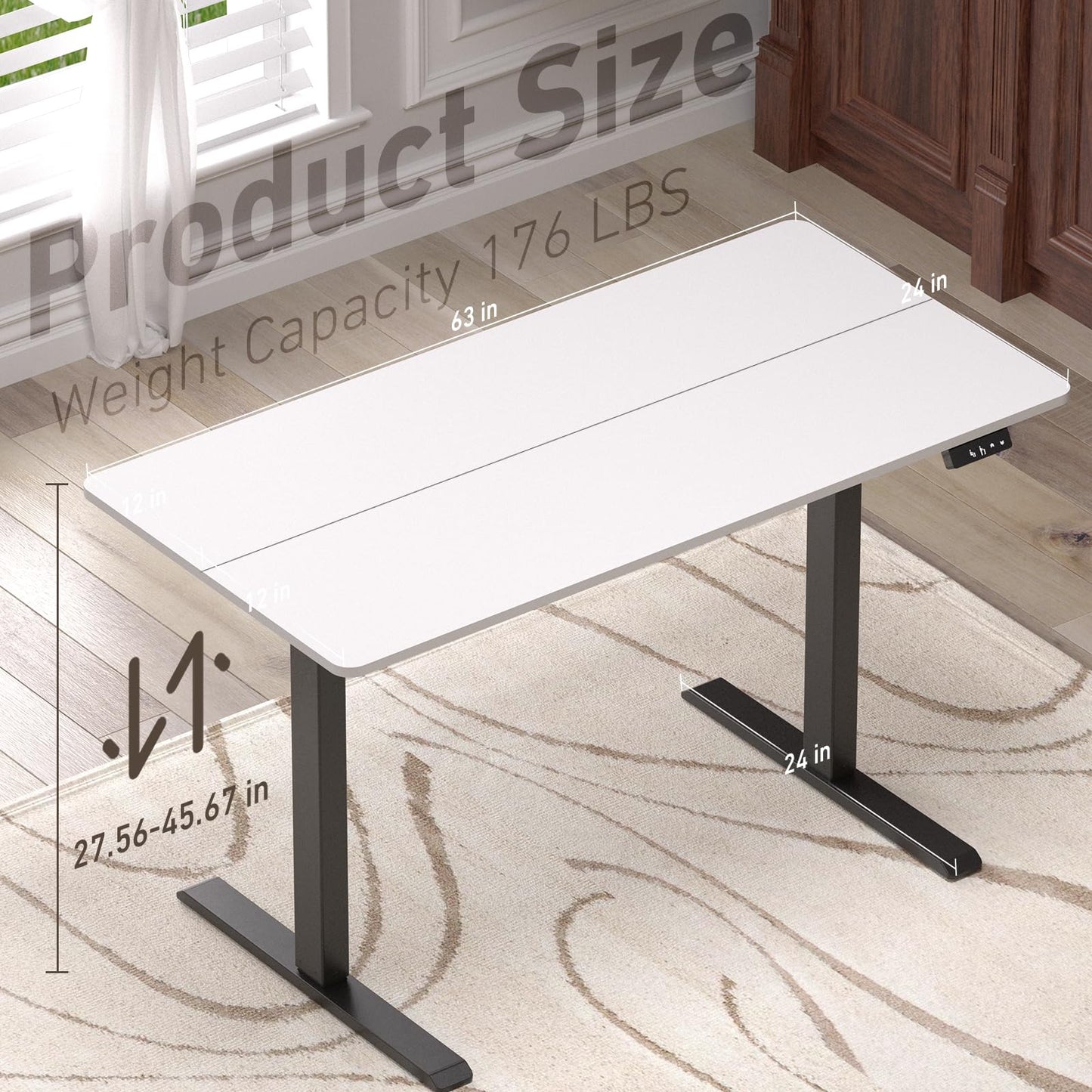 Ywin Electric Height Adjustable Standing Desk with Wheels, 55 x 24 Inches Computer Desk, Home Office Desk, Ergonomic Stand up Desk for Home Office