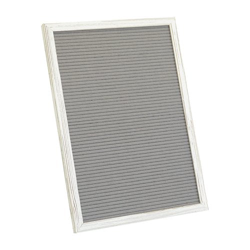 HBCY Creations 12"x17" Felt Letter Board - Solid Wood Frame - White Wash - Gray Felt - 389 PP Letters Including Numbers, Symbols, Icons - Canvas Carrying Case