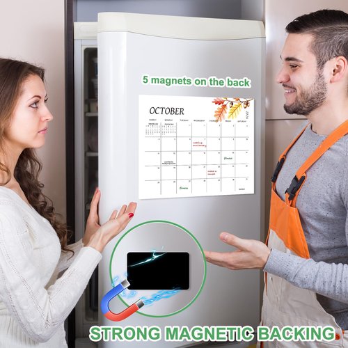Calendar 2025-2026, Magnetic Calendar for Refrigerator – Fridge Calendars from July 2025 to December 2026, 15"x12", Greenery Design, Thick Paper, Easy Organizing for Kitchen & Home & Office