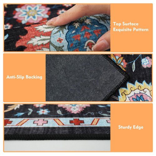 60"x84"Office Chair Mat for Hardwood Floor,Rolling Computer Chair Mat for Tile Floor,Under Desk Chair Floor Protector,Floral Office Rug,Anti Slip Low Pile Carpet