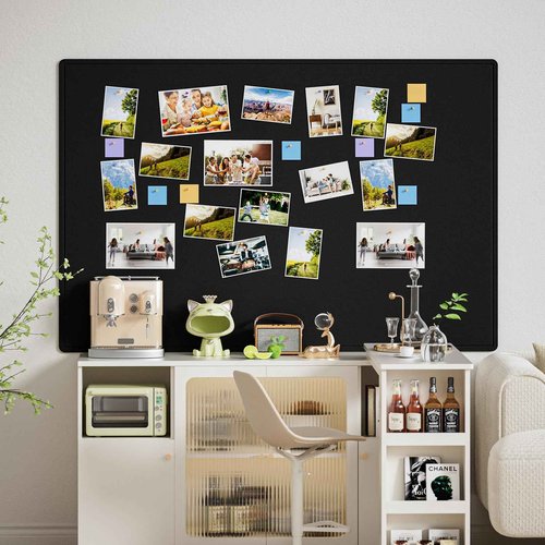 MaxGear Extra Large Bulletin Board 72" x 48", Foldable Felt Board Vision Board Supplies, Cork Board for Office, Home, School, Small Pin Boards for Walls Decorative Display Board Black