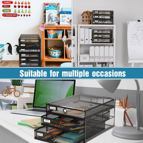 Zhanmai 2 Pcs Desk Organizer with Drawer Total 6 Tiers, Wire Mesh Organizers Tray Multifunctional Paper Sorter File Stand for Home Office Supplies Storage Letter A4 Paper Office Accessories(Black)
