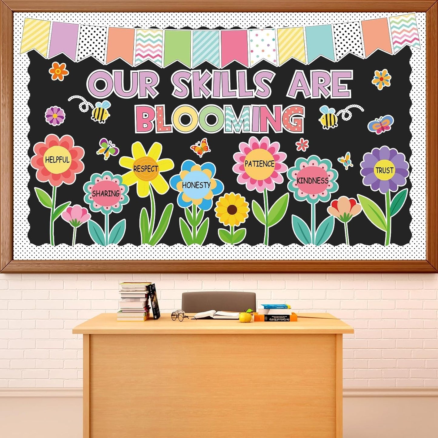 Skiennix Spring Floral Bulletin Board Decorations - Inspirational Flower Cutouts for Classroom & Office