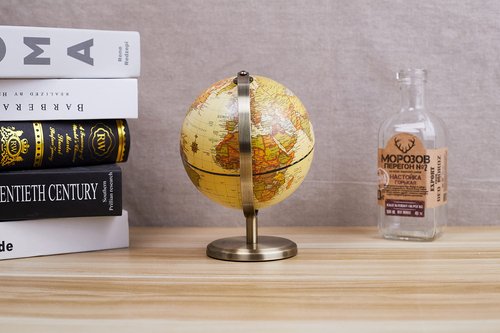 Annova Antique Globe Dia 5.5-inch / 14CM - Educational/Geographic/Modern Desktop Decoration - Stainless Steel Arc and Base - for School, Home, and Office (Antique 5.5“) (Brown-1)