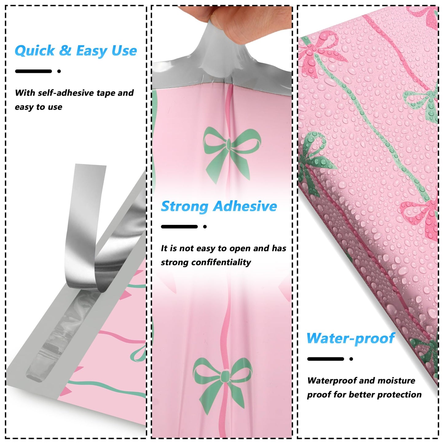 Jowlroel Poly Mailer 12x15.5 Inch 50 Pcs, Waterproof and Tear-Resistant Shipping Bags for Clothing, Cute Mailing Bags with Self-Seal, Bow Printed Packaging Bags for Small Business