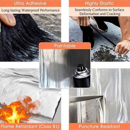 BXI Flashing Roll Tape Membrane, 6 inches X 32 Feet Thick Waterproof Patch Seal Tape, Self-Adhesive SBS Modified Rubberized Asphalt, Deck Seam Joist Leak Sealant for Roof Window Gutter Repair Outdoor