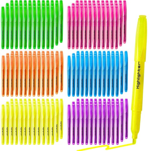 FVSEC 270 Pcs Highlighters Assorted Colors, Chisel Tip Multicolor Highlighter Marker Set, Quick-Drying Pen Highlighter for Classroom School Home Office (270Pcs, 6 Colors)