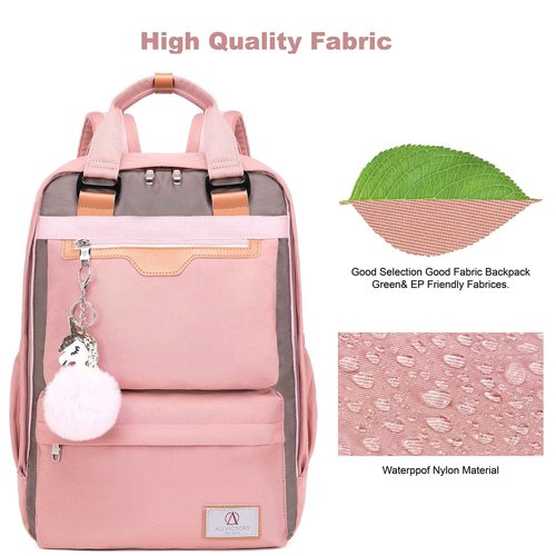 AO ALI VICTORY Laptop Backpack 15.6 Inch for Women Men Teacher Backpacks Nursing Bag Anti Theft Travel Back Pack Large College Bookbag (Large, Pink)