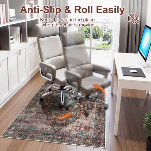 Anidaroel Chair Mat for Hardwood Floor, 36"x48" Desk Chair Mats for Hard Floors, Under Desk Rug for Rolling Chair, Computer Gaming Chair Mat, Low Pile Carpet Protector Carpet, Brown