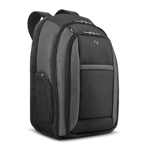 Solo New York Laptop Backpack for Women & Men -Carry On Bookbag for Travel & Work, Lightweight Bag, Removable Laptop Sleeve, Padded Straps, Fits 16" Computer - Metropolitan, Black & Grey