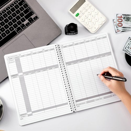 Income and Expense Log Book - Bookkeeping Record Book/Tracker/Small Business Ledger Book & Accounting, 8.5" x 10.5", Undated Record Book＆ Business Ledger, Durable Polypropylene Cover（Red)