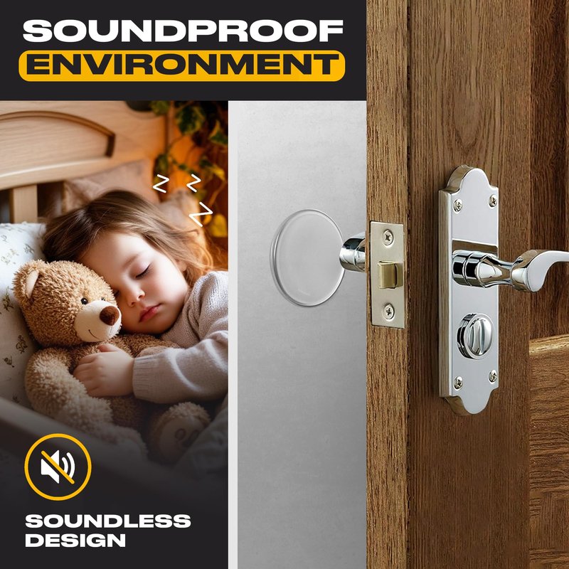 Clear Door Stoppers - Large 3.15" (8 Pack) - Door Stoppers for Wall with Strong Back Adhesive - Quiet and Shock Absorbent Silicone Wall Protectors from Door Knobs - Protects Every Surface