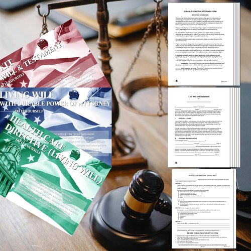 ZHUKEYONG Legal Documents Kit, Durable Power of Attorney, Healthcare Directive and Last Will & Testament Forms, Self-Help Estate Planning Set